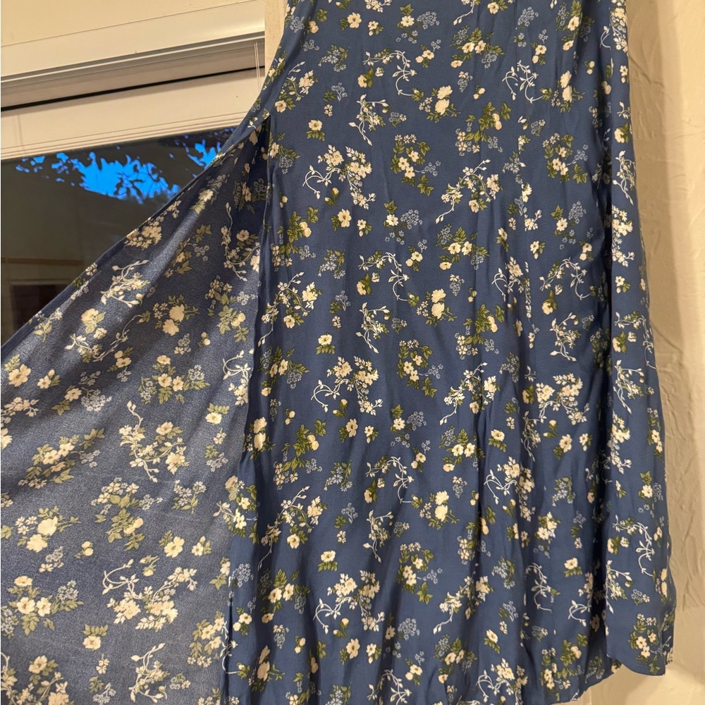 Reformation Blue Floral A-Line Skirt